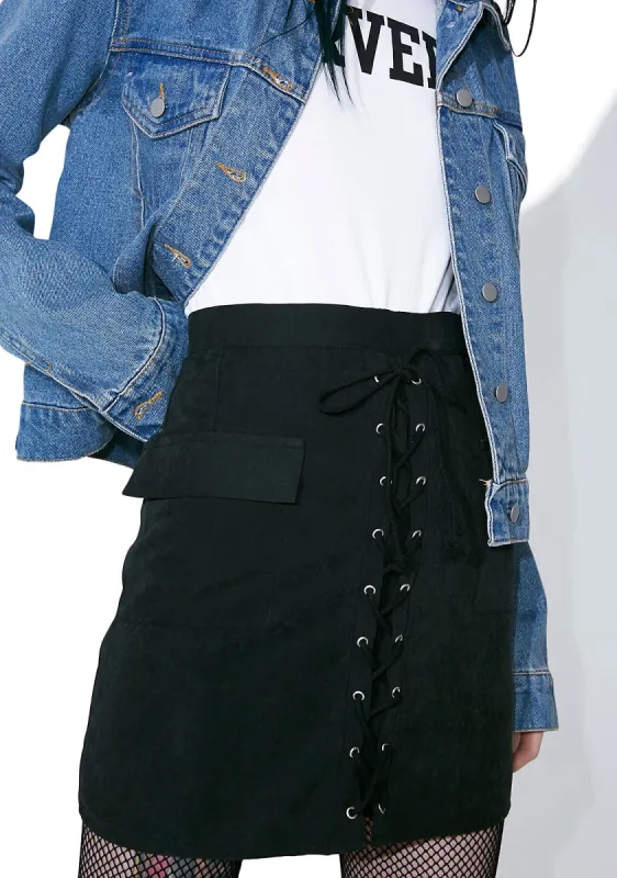 Onyx Sassy Sister Lace-Up Skirt sold by Dolls Kill
