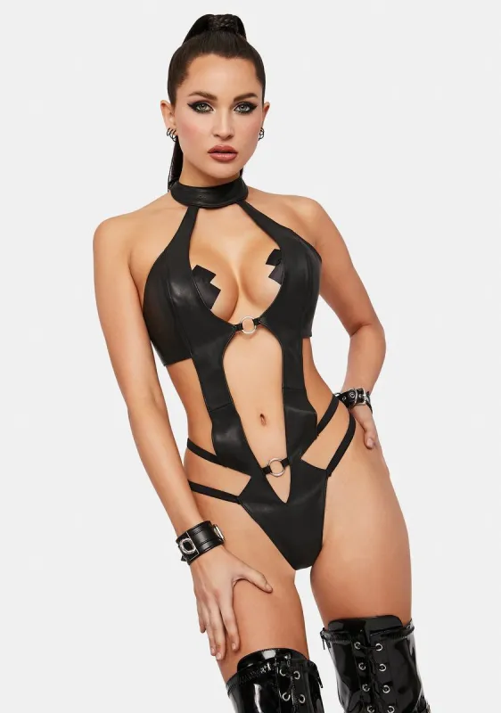 Freaky Lil Thang Leather Bodysuit sold by Dolls Kill