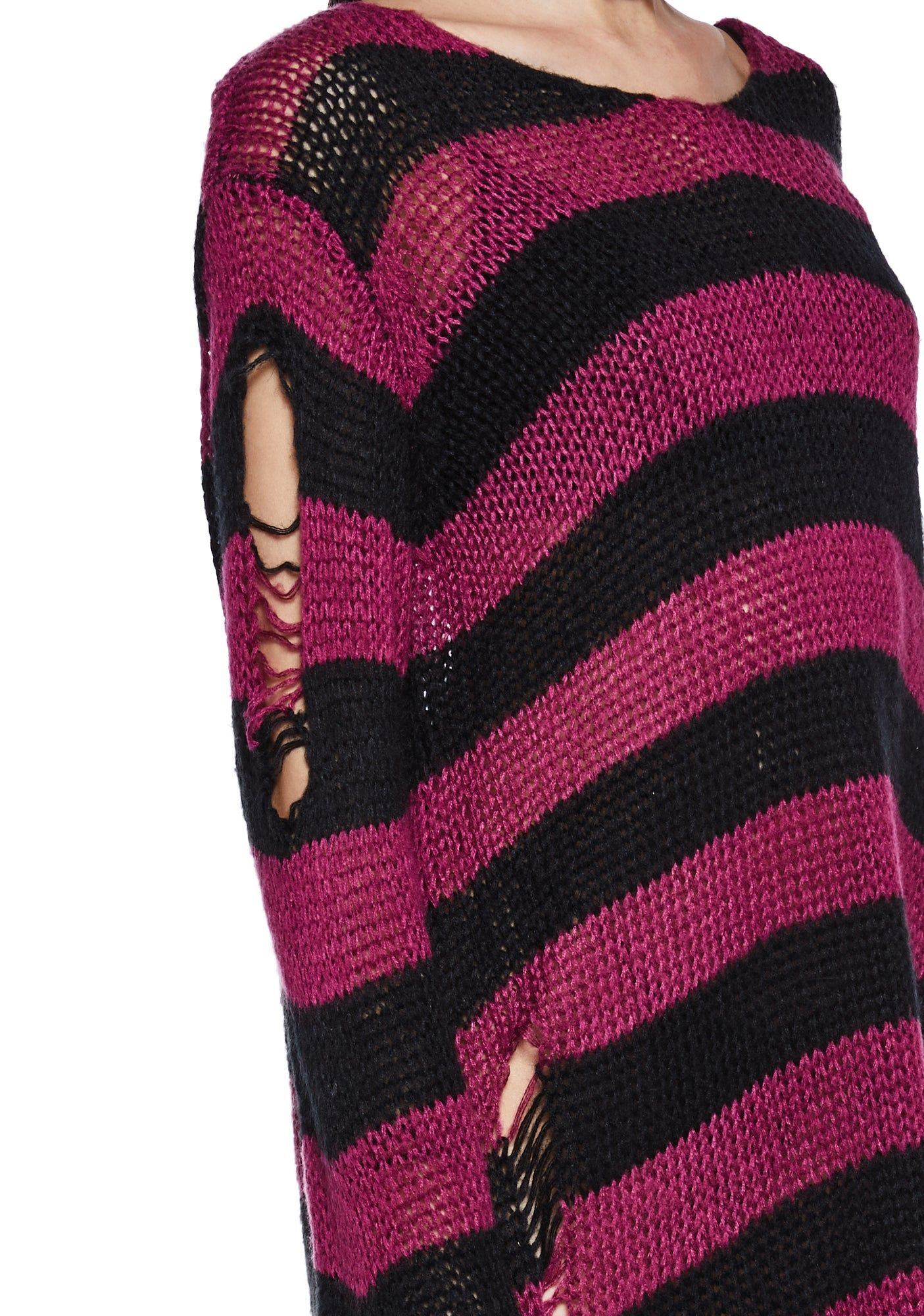 Darling Of Darkness Striped Sweater - Black/Purple sold by Dolls Kill product image thumbnail 5