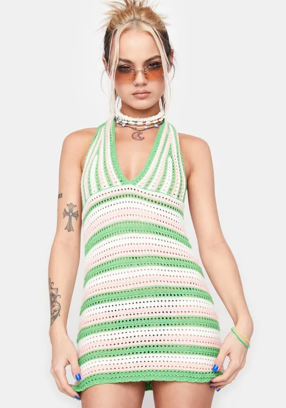 Lime Embrace The Heat Crochet Dress sold by Dolls Kill