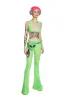 Stardust Showdown Strappy Flares - Neon Green sold by Dolls Kill