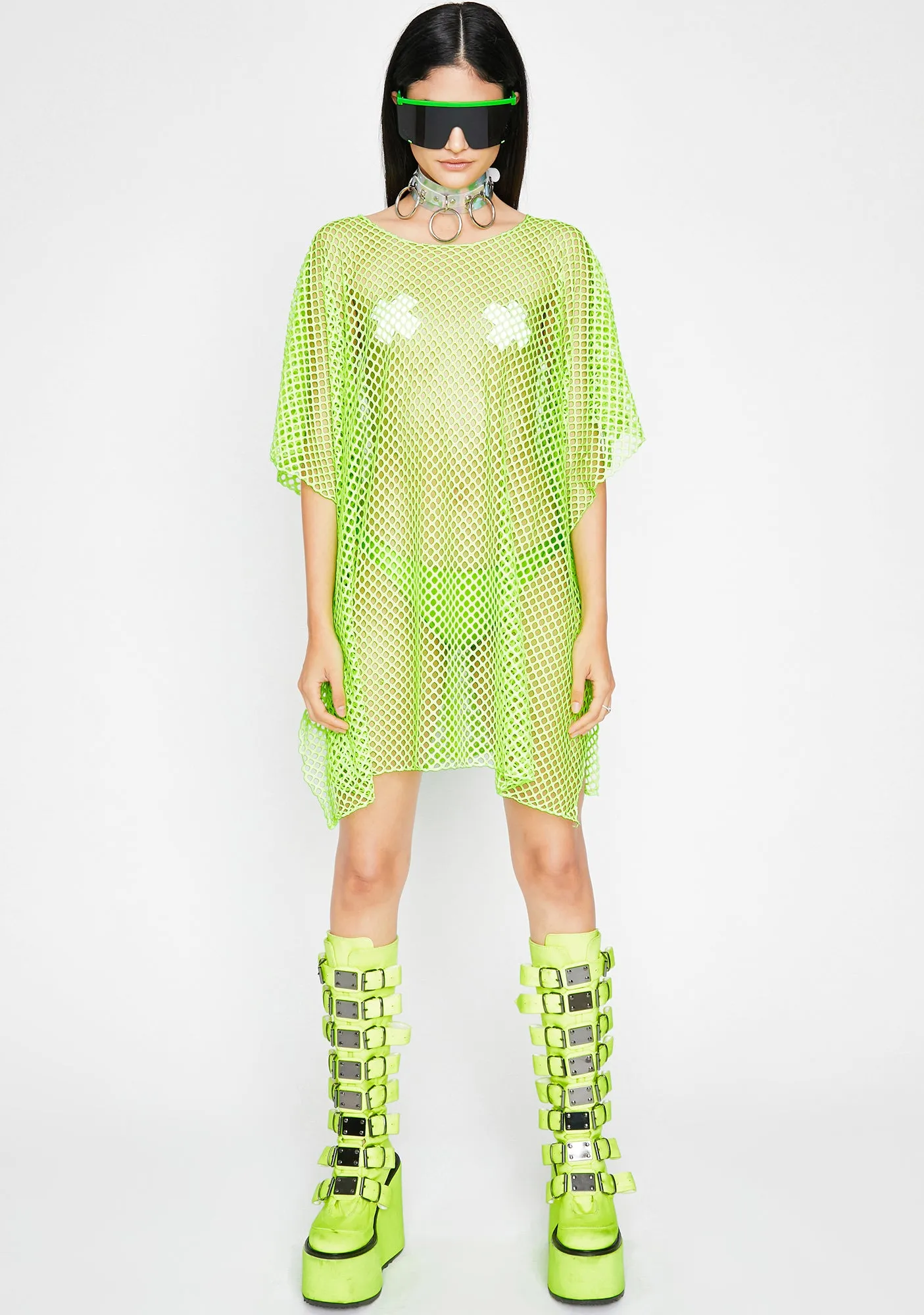 Slime Cyber Freaq Fishnet Dress sold by Dolls Kill product image thumbnail 3