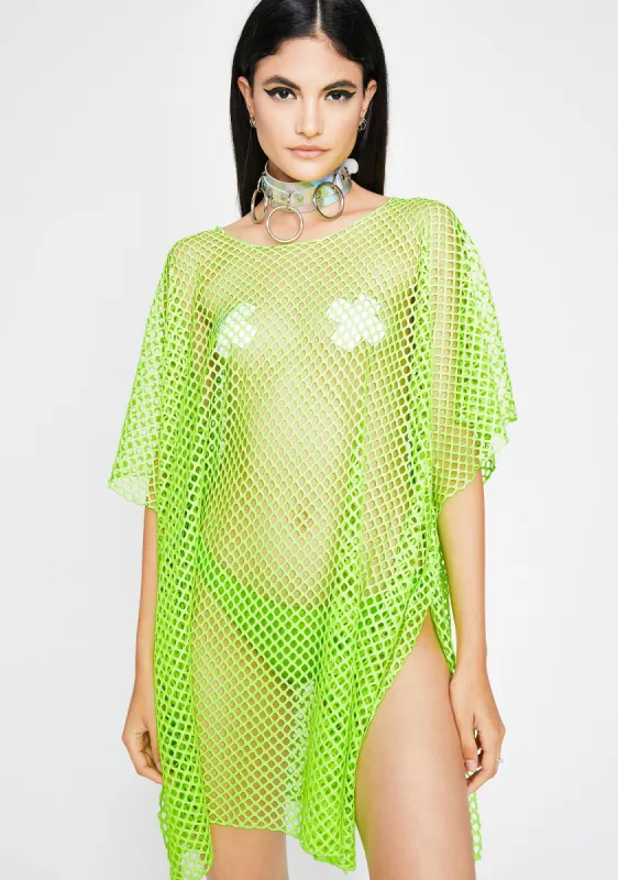 Slime Cyber Freaq Fishnet Dress sold by Dolls Kill