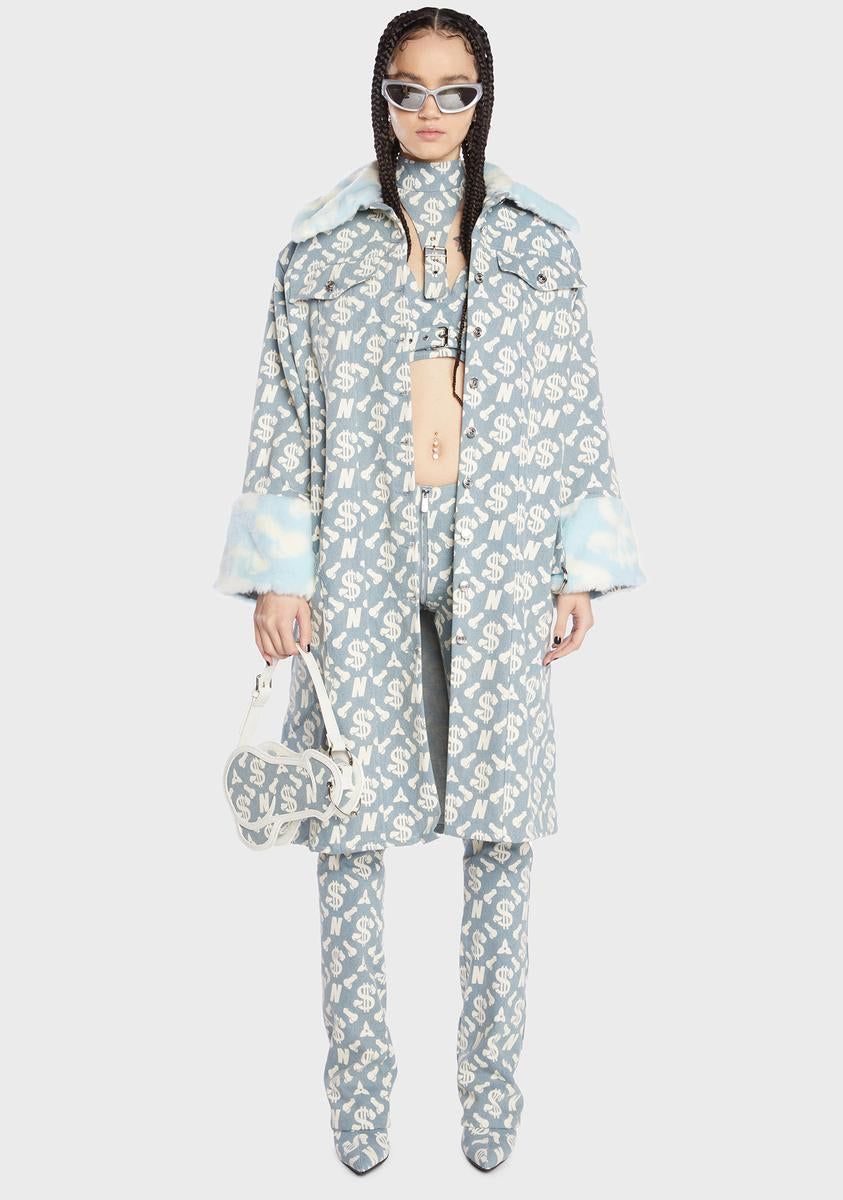 Monogram Denim Midi Coat sold by Dolls Kill product image thumbnail 4