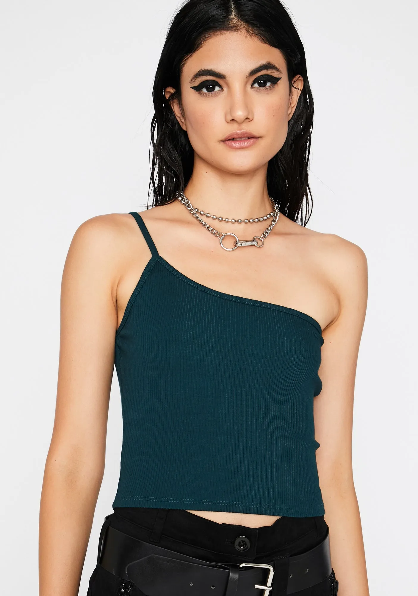 Emerald All Night N' All Day One Shoulder Tank sold by Dolls Kill