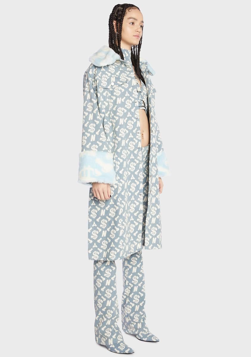 Monogram Denim Midi Coat sold by Dolls Kill product image thumbnail 3