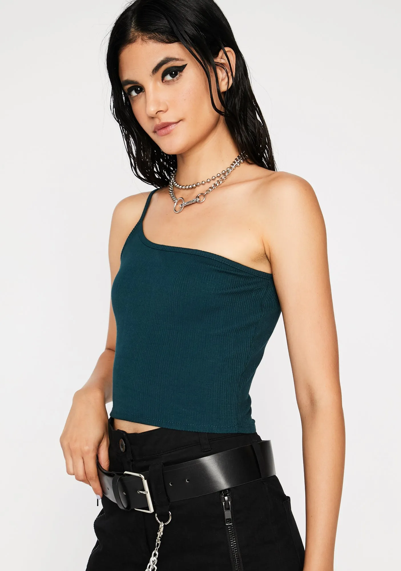 Emerald All Night N' All Day One Shoulder Tank sold by Dolls Kill product image thumbnail 2