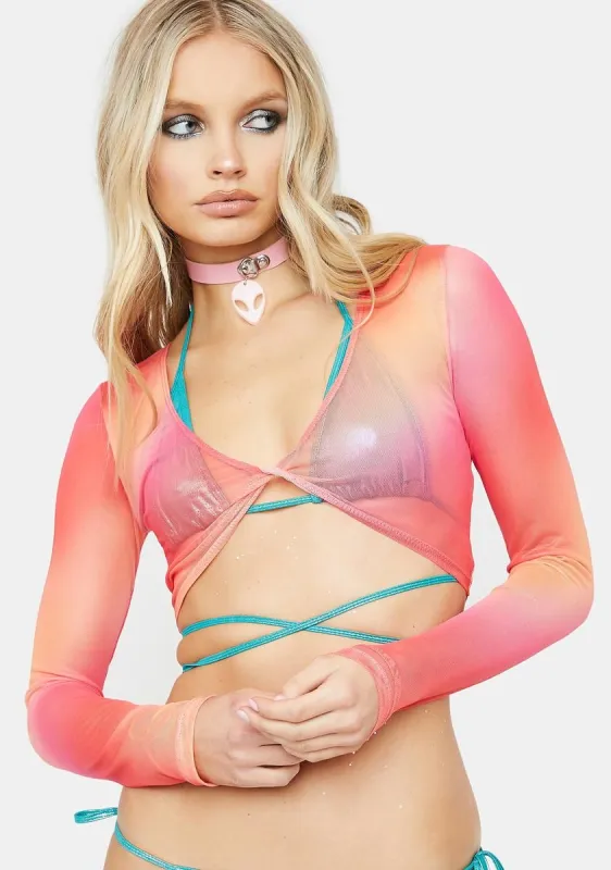 Sherbet Sunrise Sheer Crop Top sold by Dolls Kill