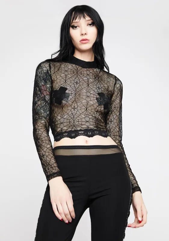 Web Lace Crop Top sold by Dolls Kill