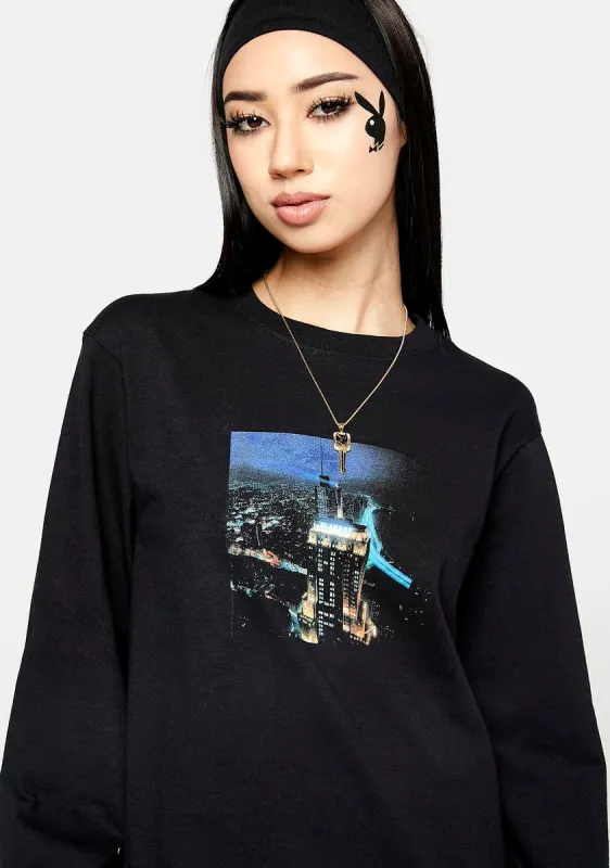 Playboy Bright Lights Long Sleeve Tee sold by Dolls Kill