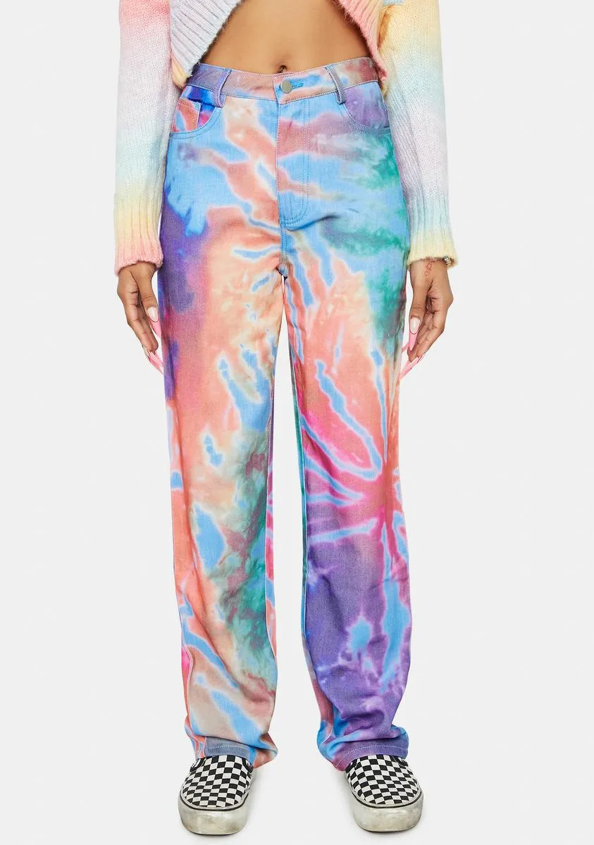 Not Even Sorry Tie Dye Jeans sold by Dolls Kill
