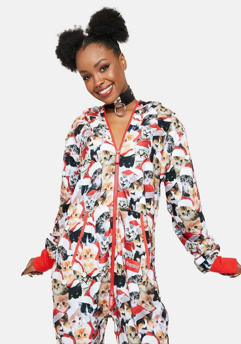 Meowy Christmas Hooded Jumpsuit sold by Dolls Kill