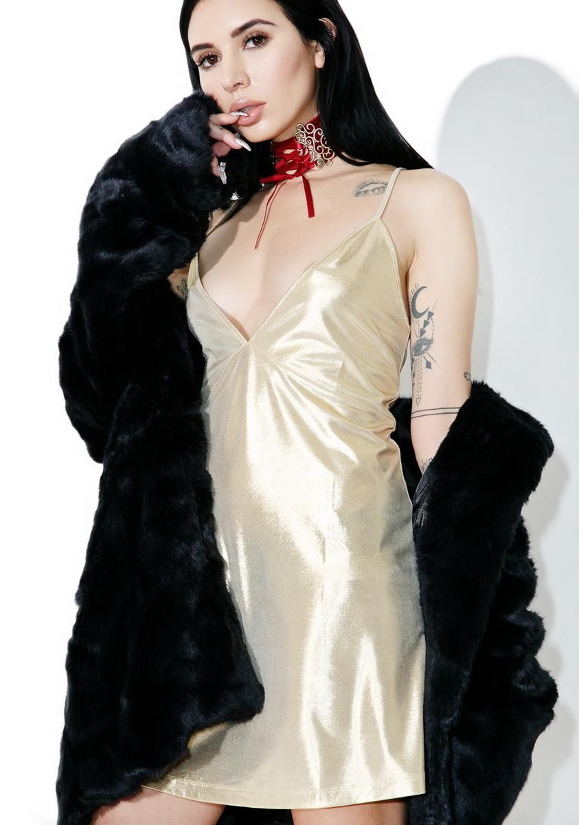 Gold Londe Slip Dress sold by Dolls Kill