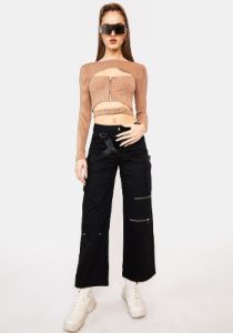 Never Basic Ribbed Cutout Top sold by Dolls Kill