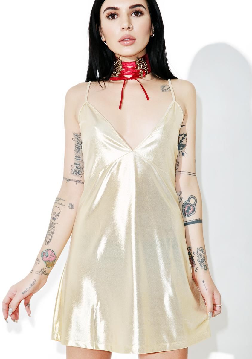 Gold Londe Slip Dress sold by Dolls Kill product image thumbnail 2