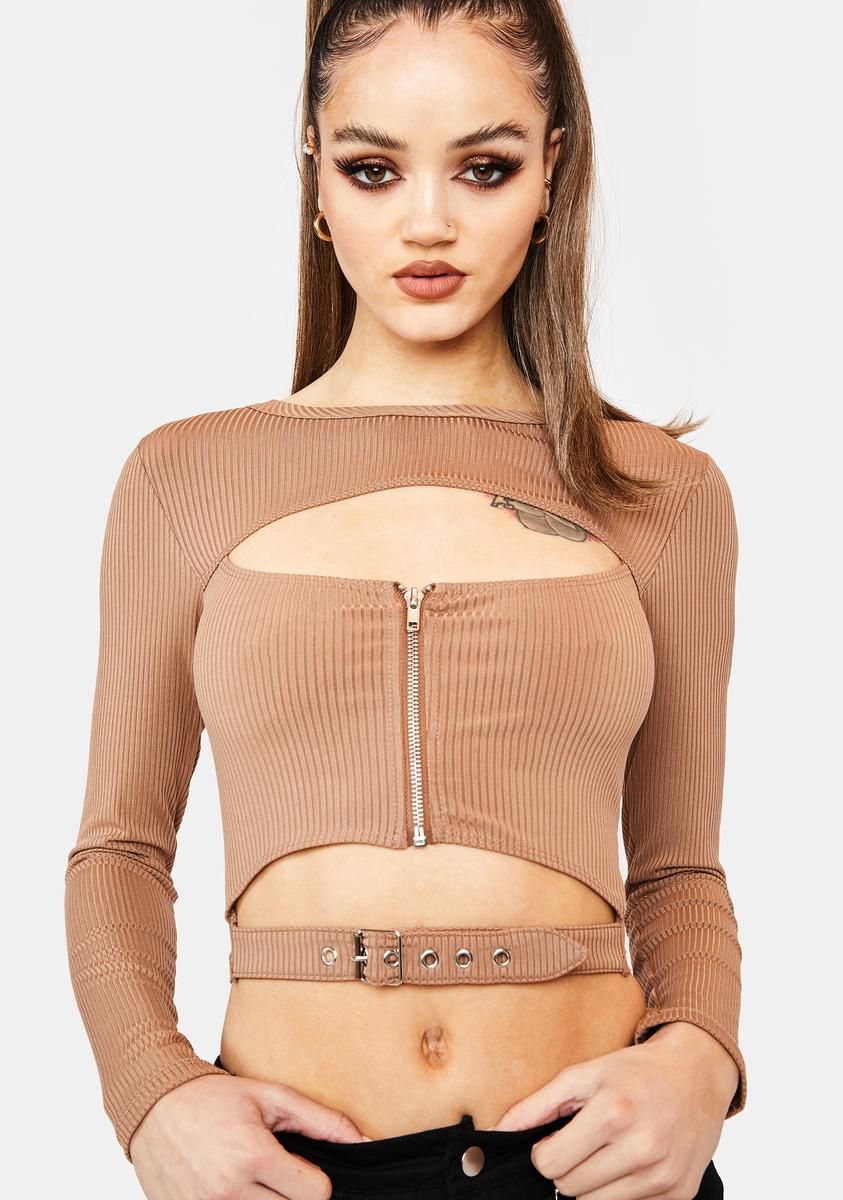 Never Basic Ribbed Cutout Top sold by Dolls Kill