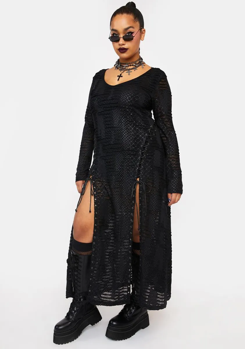 Plus Dark Snake Scale Maxi Dress sold by Dolls Kill product image thumbnail 2