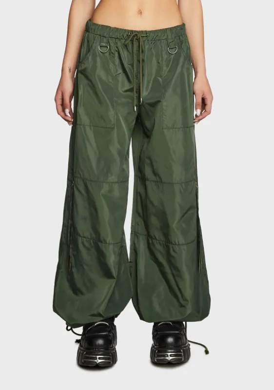 Punk Cred Wide Leg Pants - Olive sold by Dolls Kill