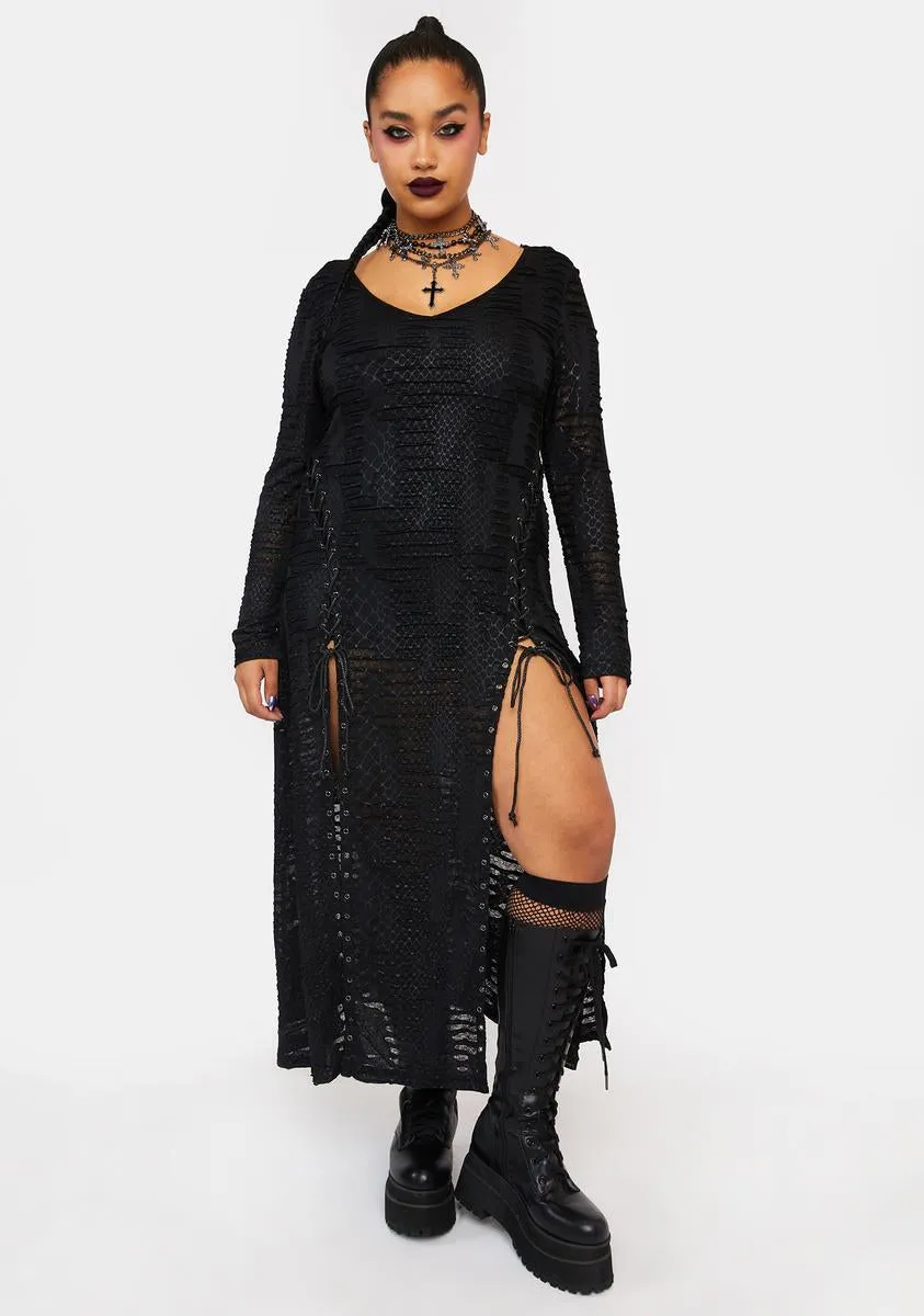 Plus Dark Snake Scale Maxi Dress sold by Dolls Kill