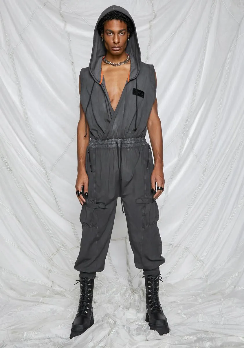 Synth Unisex Hooded Washed Cotton Jumpsuit sold by Dolls Kill product image thumbnail 4