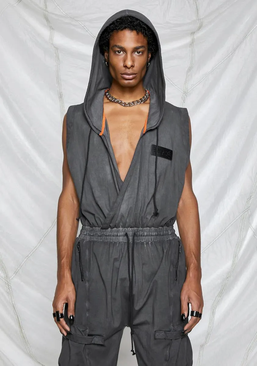 Synth Unisex Hooded Washed Cotton Jumpsuit sold by Dolls Kill