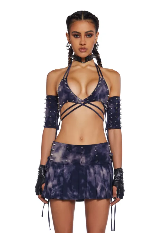 Racy Thoughts Bra And Cuffs Set - Purple sold by Dolls Kill