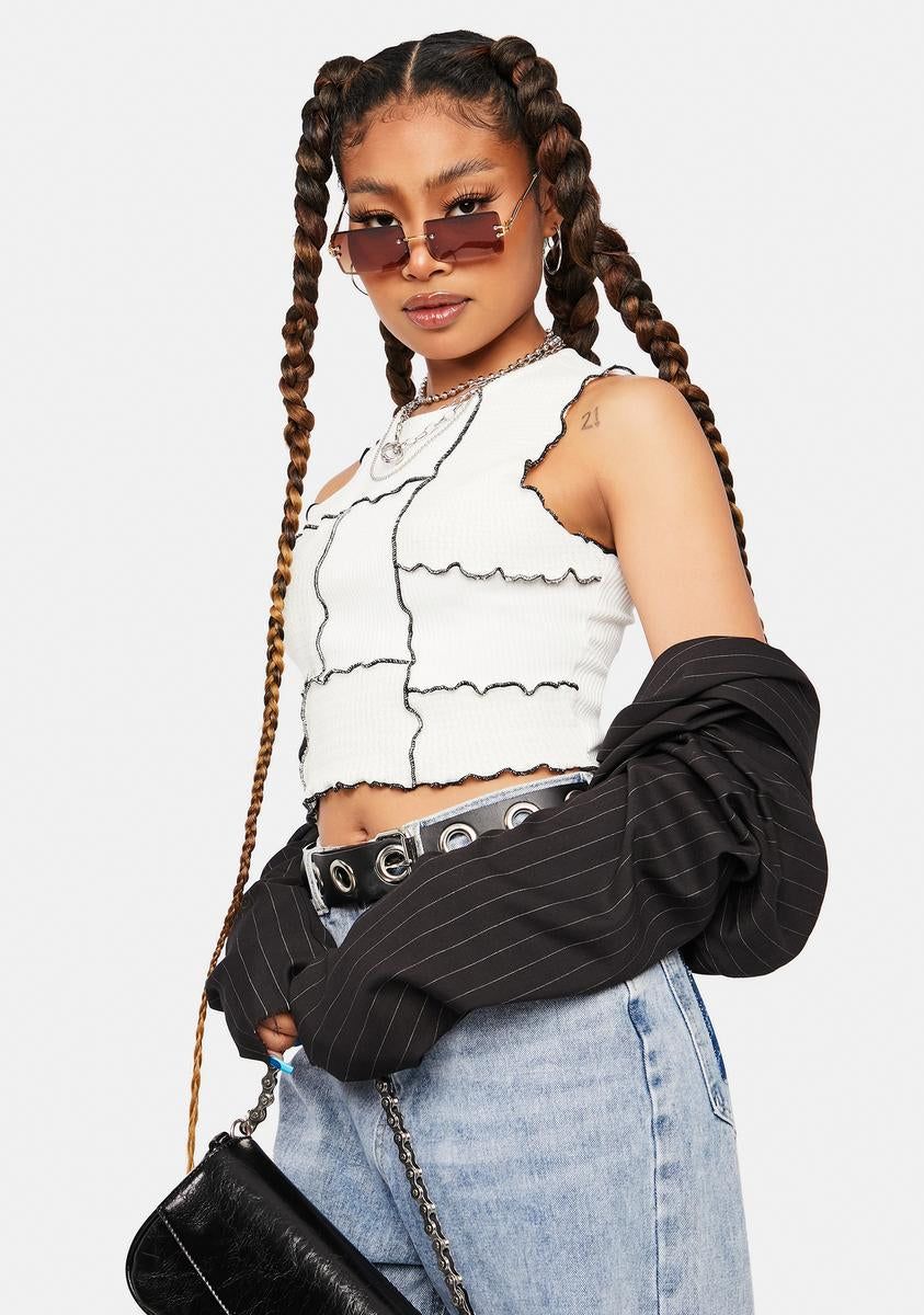 No Contest Patchwork Crop Tank sold by Dolls Kill product image thumbnail 2