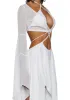 Echo Asymmetrical Mesh Wrap Dress - White sold by Dolls Kill
