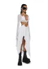 Echo Asymmetrical Mesh Wrap Dress - White sold by Dolls Kill