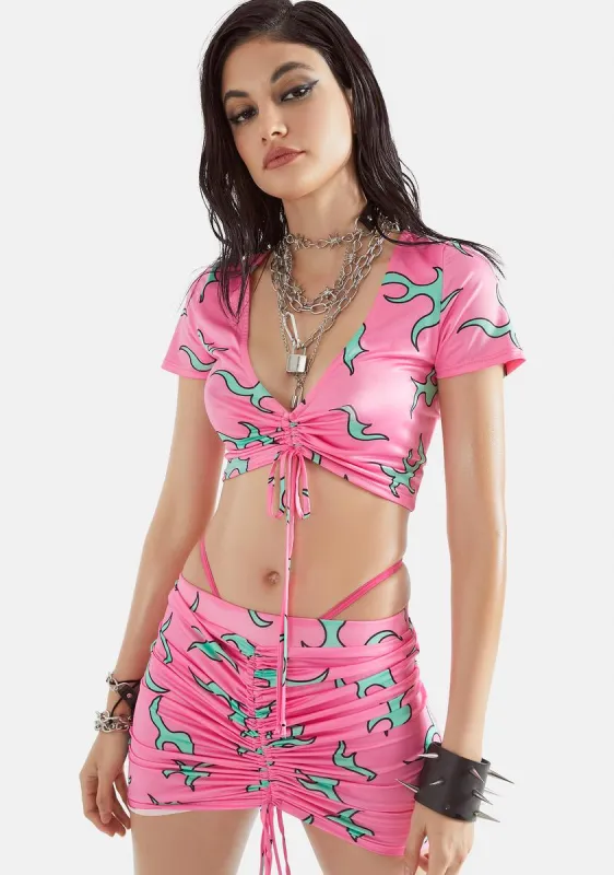 Call The Shots Ruched Skirt Set sold by Dolls Kill