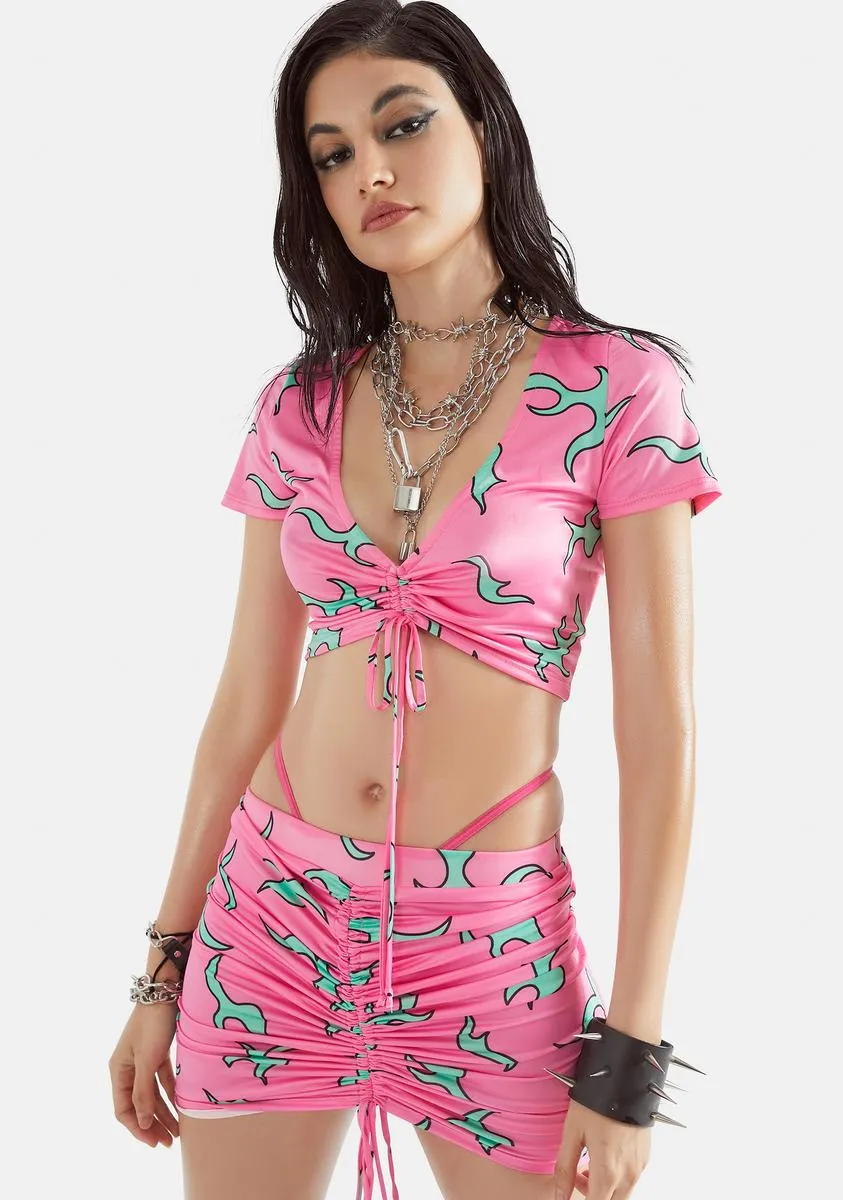 Call The Shots Ruched Skirt Set sold by Dolls Kill