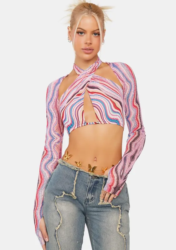 Multi Wave Cordelia Wrap Top sold by Dolls Kill