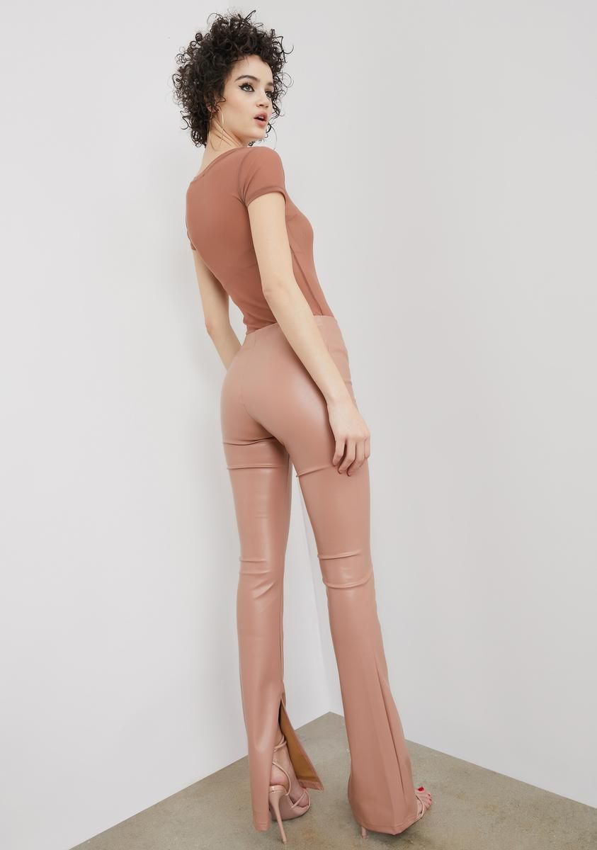Love See Me Trending Vegan Leather Slit Pants sold by Dolls Kill product image thumbnail 4