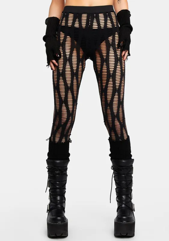 Bite Your Tongue Knit Leggings sold by Dolls Kill