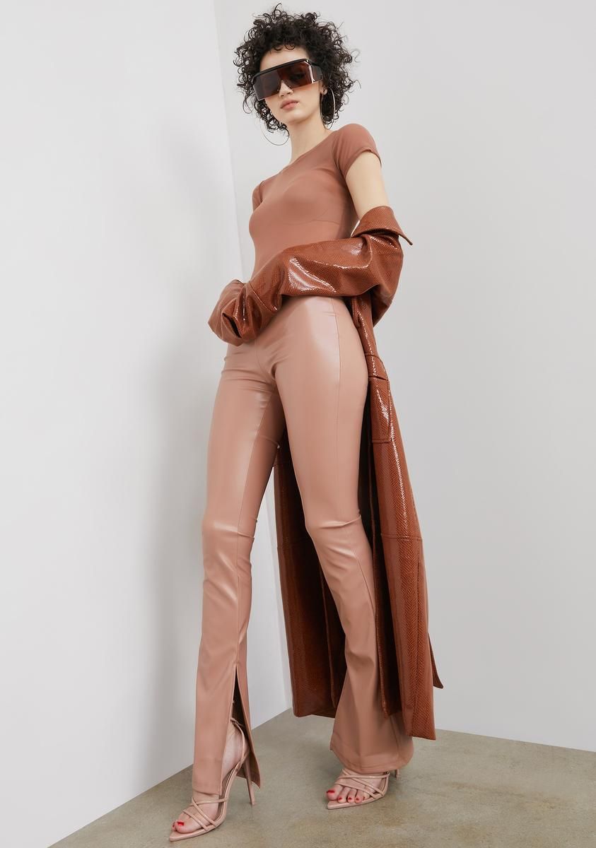Love See Me Trending Vegan Leather Slit Pants sold by Dolls Kill product image thumbnail 2