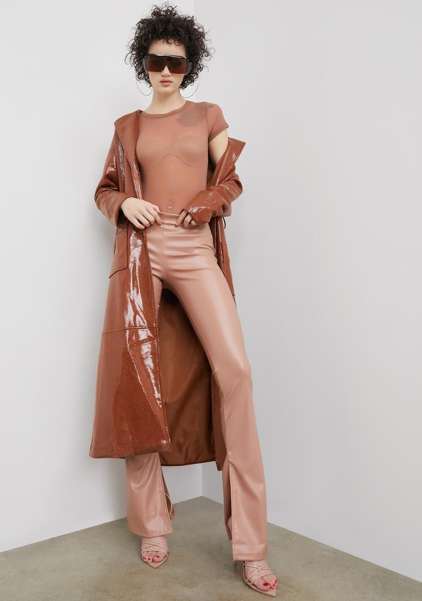 Love See Me Trending Vegan Leather Slit Pants sold by Dolls Kill product image thumbnail 3
