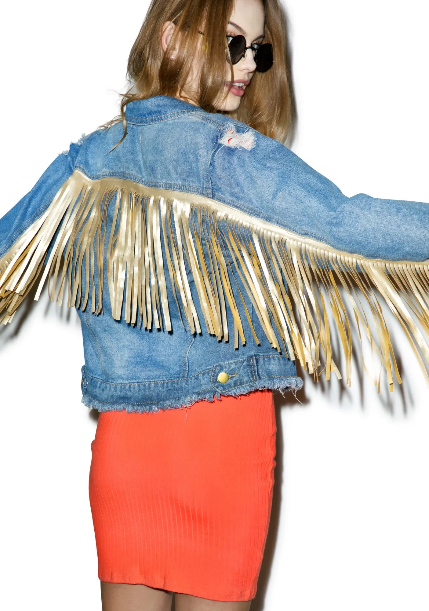 Real Americana Fringed Denim Jacket sold by Dolls Kill product image thumbnail 5