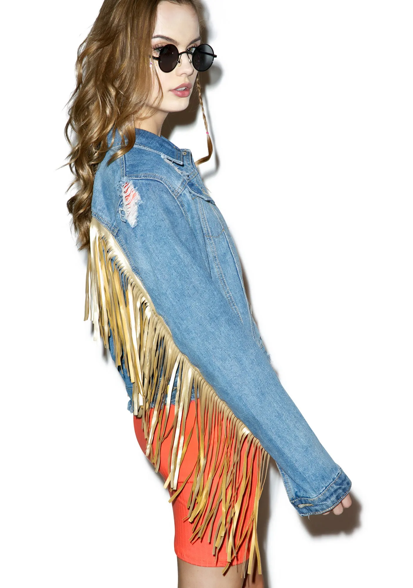 Real Americana Fringed Denim Jacket sold by Dolls Kill product image thumbnail 2