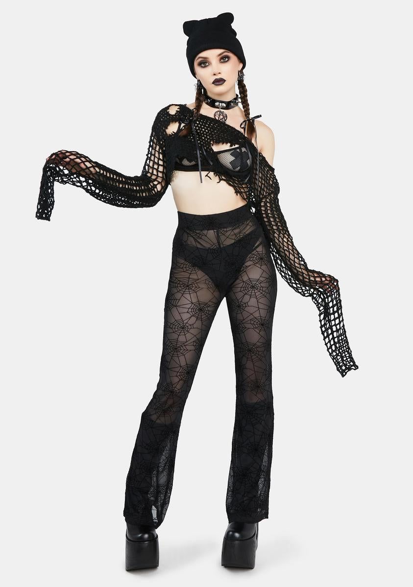 Spider Web Mesh Flare Pants sold by Dolls Kill product image thumbnail 3
