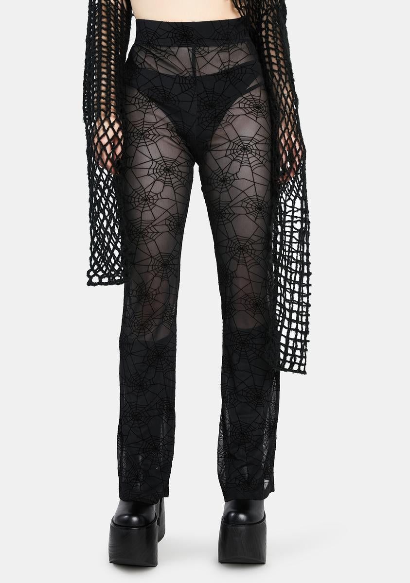 Spider Web Mesh Flare Pants sold by Dolls Kill