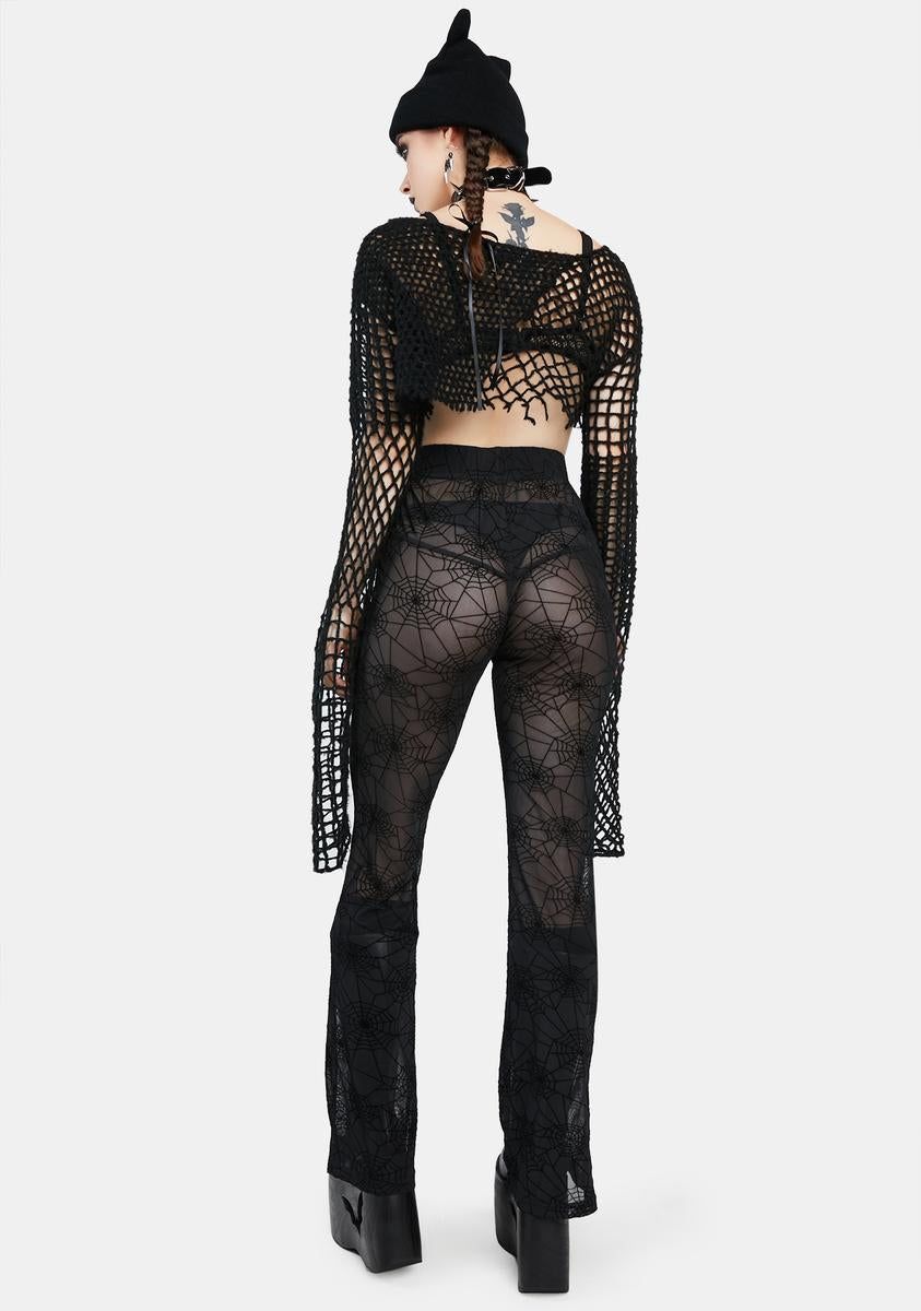 Spider Web Mesh Flare Pants sold by Dolls Kill product image thumbnail 4