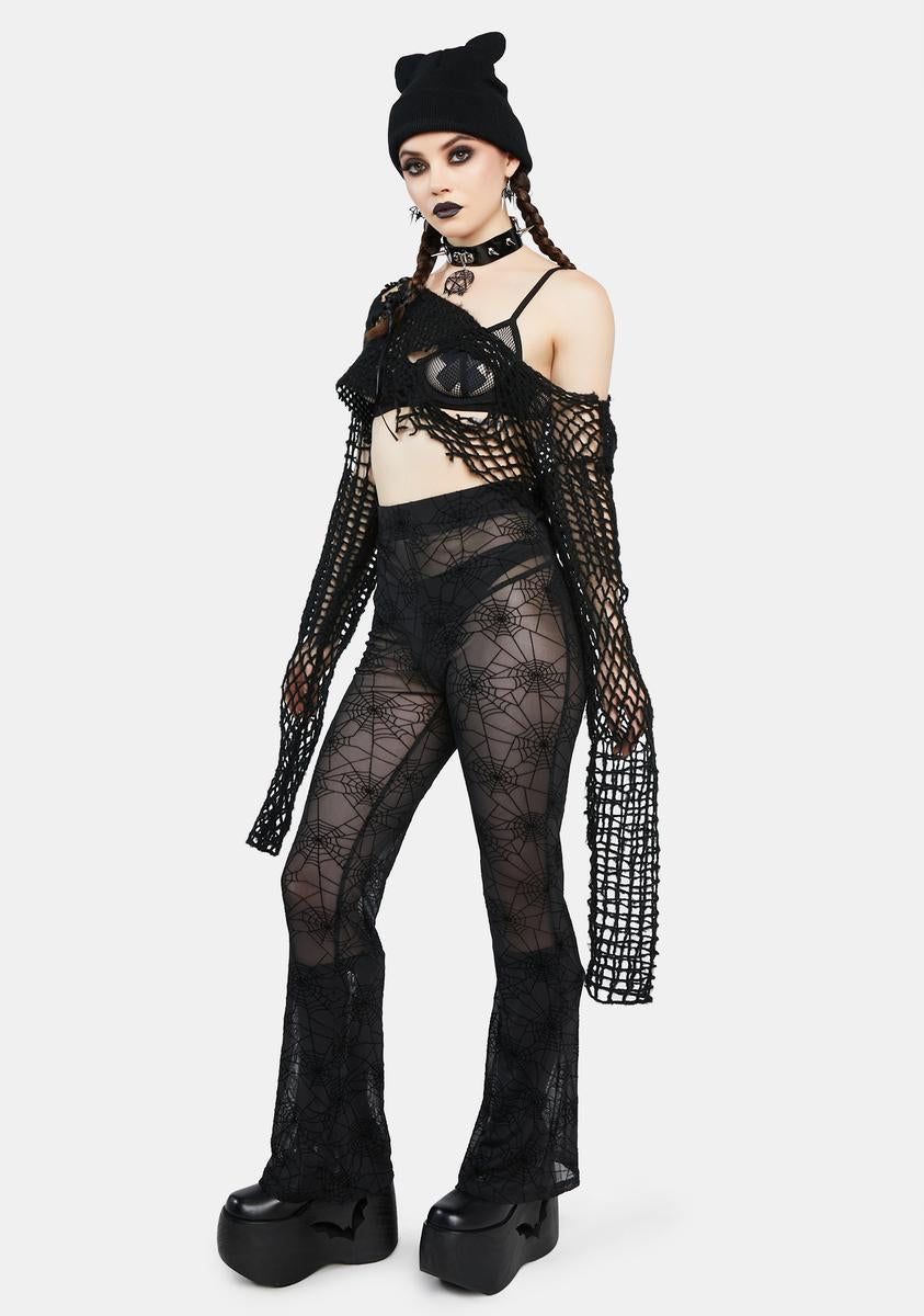 Spider Web Mesh Flare Pants sold by Dolls Kill product image thumbnail 2