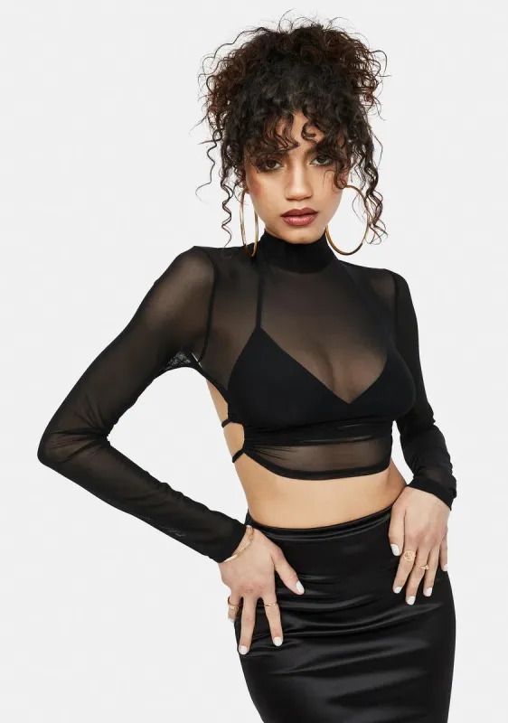 My Jewels On Sheer Mock Neck Crop Top sold by Dolls Kill