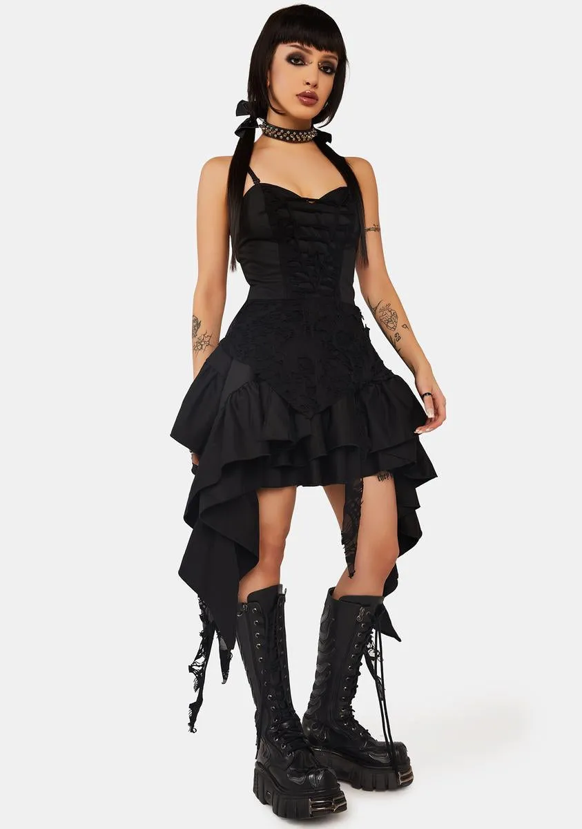 Punk Rock Shredded Irregular Frilly Zip Dress sold by Dolls Kill product image thumbnail 3