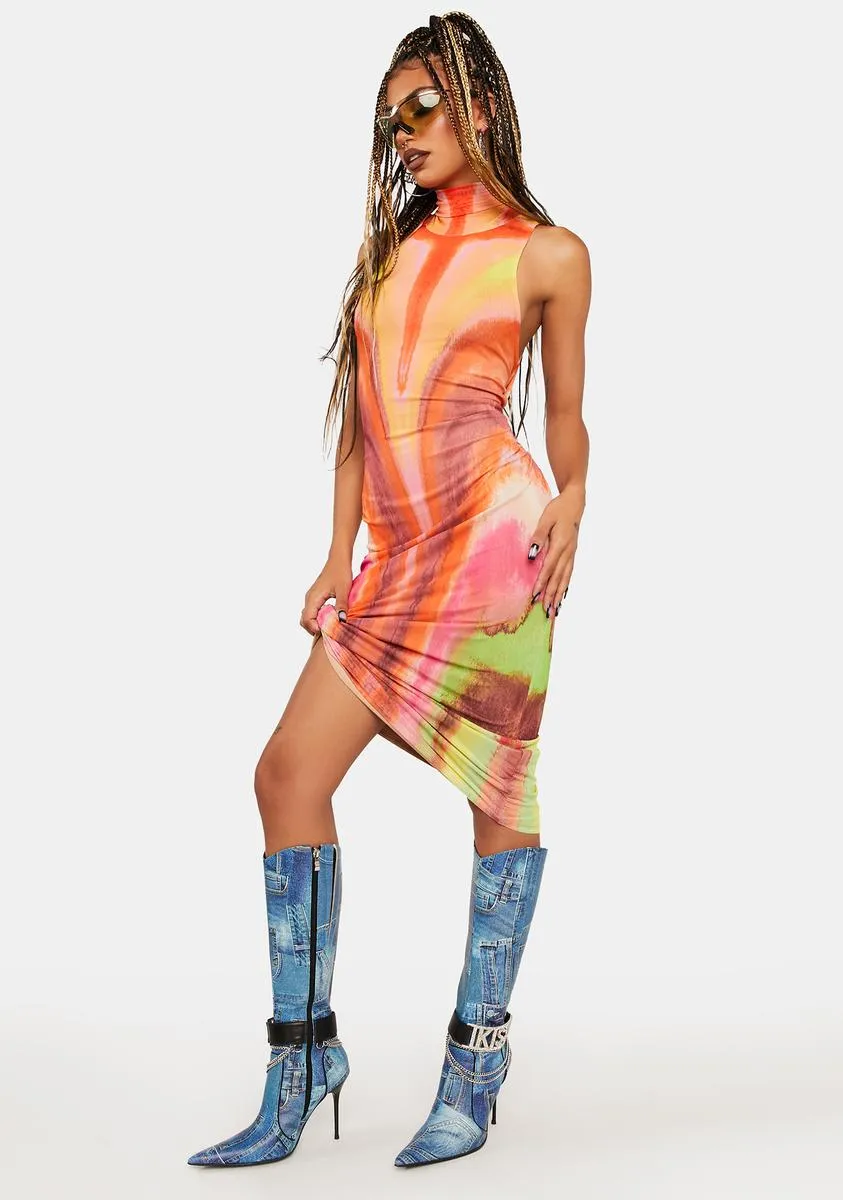 Neon Watercolor Serenity Midi Dress sold by Dolls Kill product image thumbnail 3