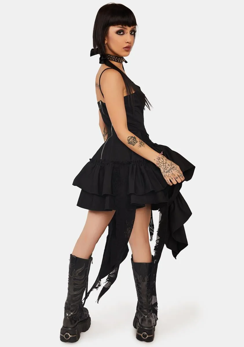 Punk Rock Shredded Irregular Frilly Zip Dress sold by Dolls Kill product image thumbnail 4