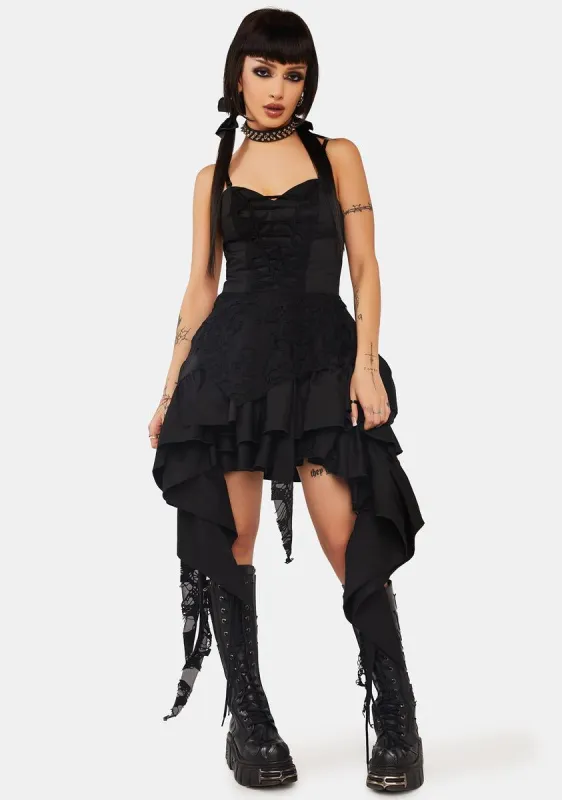 Punk Rock Shredded Irregular Frilly Zip Dress sold by Dolls Kill