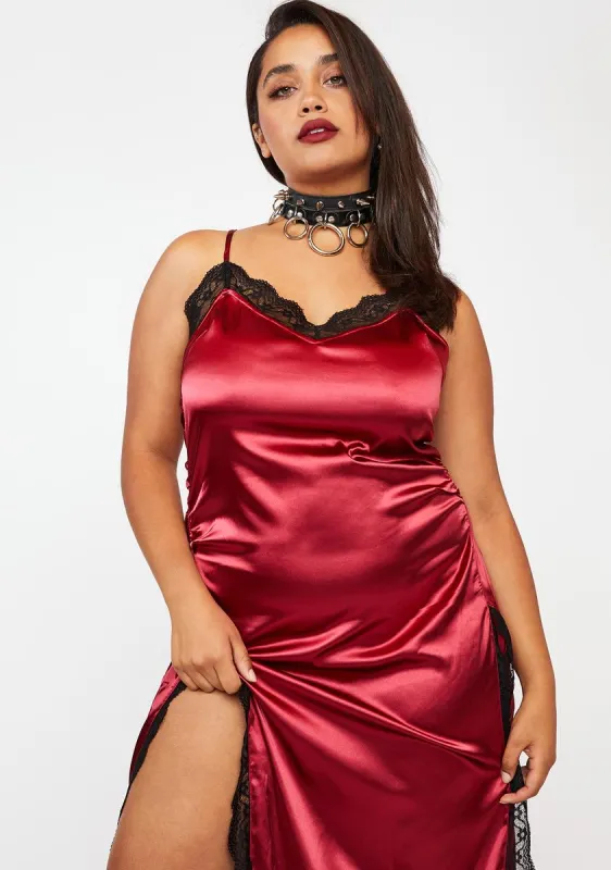 Plus Honey Need Me Satin Midi Dress sold by Dolls Kill