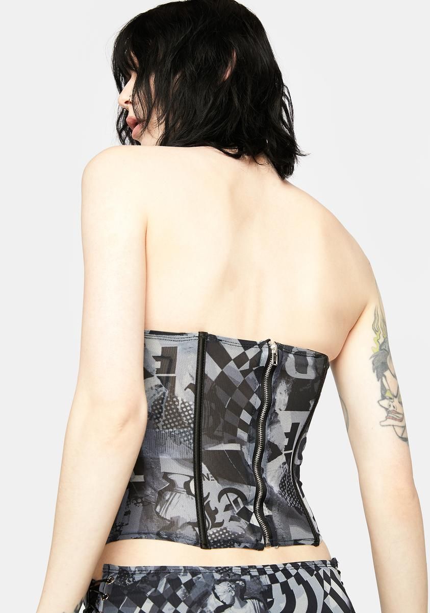Grey Aly Mesh Corset Top sold by Dolls Kill product image thumbnail 4