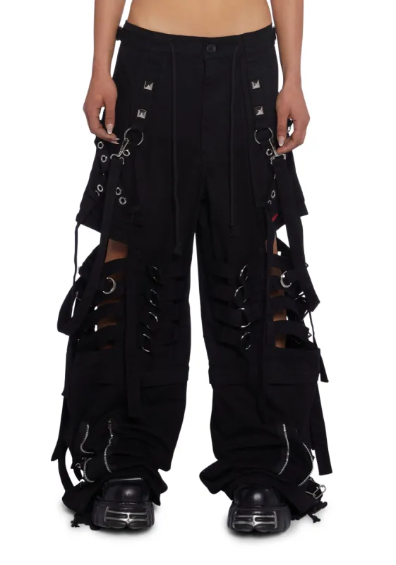 Super Cut Out Wide Leg Pants - Black sold by Dolls Kill